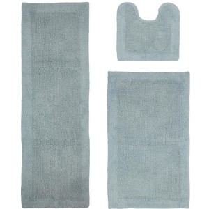 Edge Bath Rug 100% Premium Cotton Ultra-Soft Water Absorbent Tufted Solid Reversible 3 Piece Bathroom Rug Set for Machine Washable Bathmat - 1 of 4