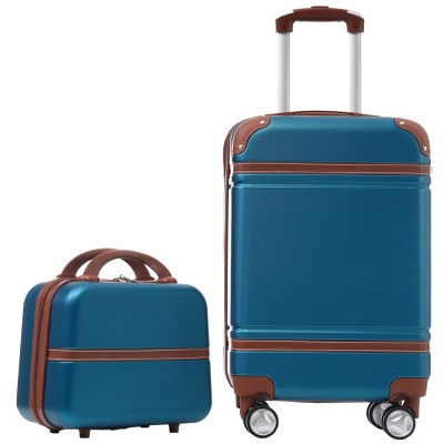 20 Inch Hard Shell Luggage Vintage Suitcase with Cosmetic Case,Checked Luggage Expandable Lightweight Spinner Suitcase With TSA Lock-Cuddlewood