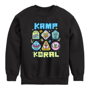 Boys' - SpongeBob SquarePants - Kamp Koral Kamp Koral Patches Graphic Long Sleeve Fleece Sweatshirt - 1 of 4