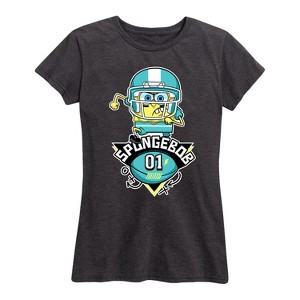 Women's - SpongeBob SquarePants - Football SpongeBob 01 Short Sleeve Graphic T-Shirt - 1 of 4
