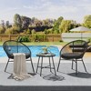 3 Piece Patio Bistro Set, Outdoor Acapulco Chairs Set of 2 with Glass Top Table, All Weather Modern Patio Chairs with Cushions - 2 of 4