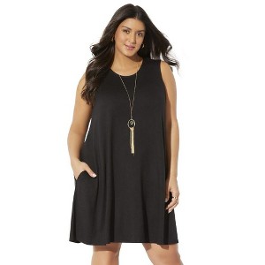 Swimsuits for All Women's Plus Size Jordan Pocket Cover Up Dress - 1 of 4