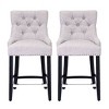 WestinTrends 24" Linen Tufted Buttons Upholstered Wingback Counter Stool (Set of 2) - 3 of 4
