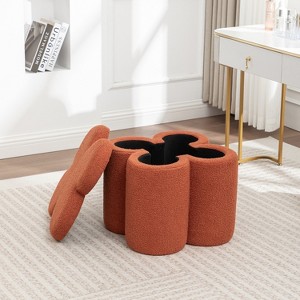 SEYNAR Modern Glam Teddy Velvet Flower Shape Storage Ottoman - 1 of 4