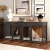 Famapy Large Dog Crate with Dual - Room: Brown Wood Grain,Metal Frame Ample Storage & Sturdy Build - 2 of 4