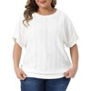 Women's Plus Size Eyelet Double Layered Hem Crew Neck Batwing Sleeve Casual Summer Blouses - Agnes Orinda - 2 of 4