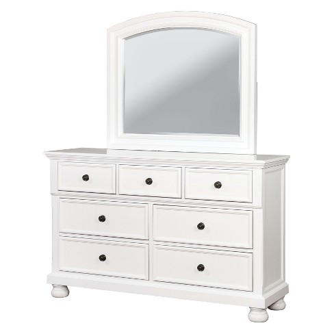 Mariotti Contemporary 7 Drawer Dresser, Dresser White With Mirror