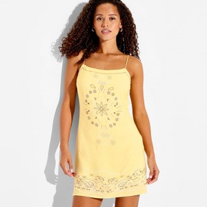 Women's Bandana Mini Shift Dress - Wild Fable Light Yellow Paisley XL :  Target