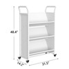 Garvee 3-Tier Rolling Book Cart on Wheels, V-Shaped Storage Bookshelf with Side Hooks for Library, School, White - 2 of 4