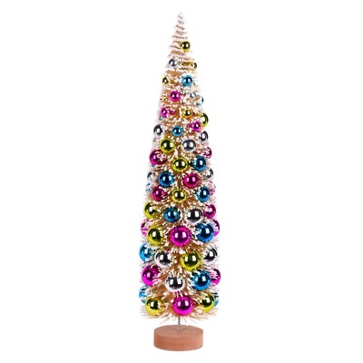 Vickerman 24" Vintage Tabletop Frosted Gold Tree, Multi-colored Ornament