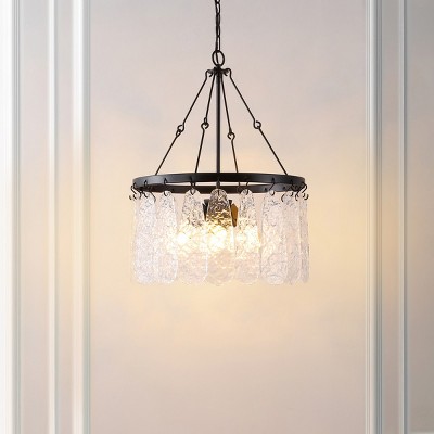 Selene Black Iron and Crystal 4-Light Chandelier