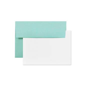 JAM Paper Blank Greeting Cards Set 4Bar A1 Size 3.625 x 5.125 Aqua Blue 25/Pack (304624573)