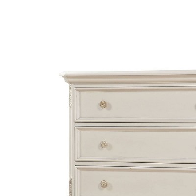 Chantelle Pearl White 65'' Decorative Storage Chest with Felt-Lined Drawers