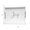 HomeRoots 16" White And Silver Joy Christmas Serving Tray With Handles - 3 of 4