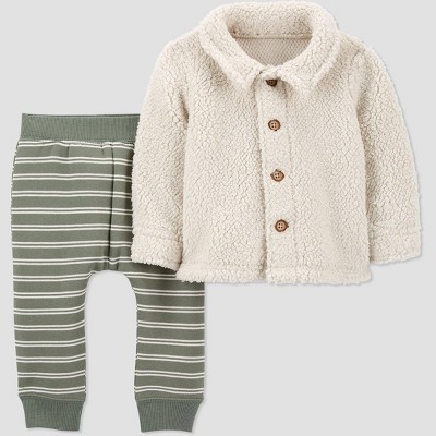 Boys' Sherpa Top and Bottom Set - Just One You® made by carter's Gray Newborn