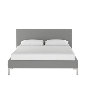 Twin Daisy Platform Bed with Silver Metal Y Legs Gray Velvet - Cloth & Co.