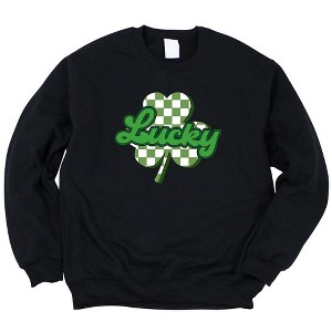Simply Sage Market Women's Graphic Sweatshirt Lucky Cursive Shamrock - 1 of 3