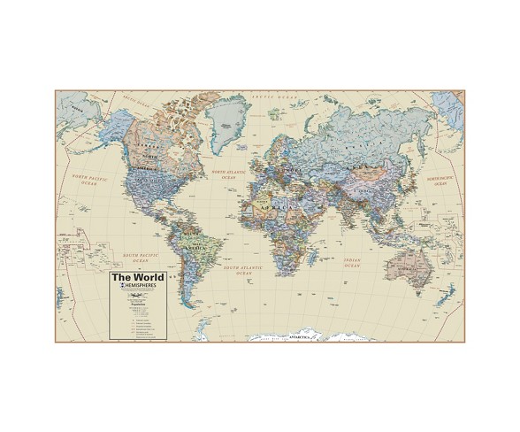 Round World Products Hemispheres Boardroom World Wall Map