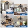 Aoibox 20" Black Farmhouse Caged Ceiling Fan with Light, Remote Control, Quiet DC Motor, for Bedroom Kitchen Living Dining Room - 2 of 4