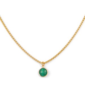 Gold Plated Malachite Stone Pendant Necklace | ETHICGOODS - 1 of 4