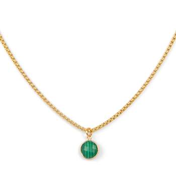 Gold Plated Malachite Stone Pendant Necklace | ETHICGOODS