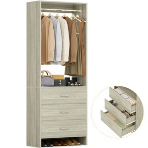Aheaplus 24'' Freestanding Closet Organizer System with Hanging Rods and Drawers - 1 of 4