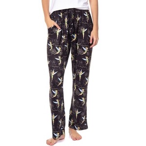 Disney Womens' Tinker Bell Sleep Never Land Map Symbols Pajama Pants Black - 1 of 4
