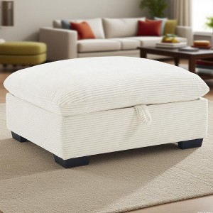 Sapphtopaz Modern 36.6" Rectangle Ottoman Corduroy Footstools Bedroom Decor with Storage Vanity Stool for Living Room, Bedroom, Hallway - 1 of 4