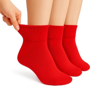 AWS/American Made Non-Binding Diabetic Ankle Socks – 3 Pair Pack, Moisture-Wicking Cotton (Unisex for Men & Women) - 1 of 4