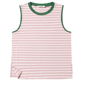 ATHLECHIC Women's Striped Color Block Side Slits Crew Neck Casual Sleeveless Shirts - 1 of 4