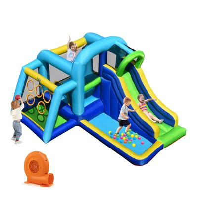 Infans Inflatable Bouncer Climbing Bounce House Kids Slide Park Ball Pit w/ 550W Blower