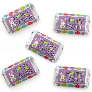 Big Dot of Happiness Hippity Hoppity - Mini Candy Bar Wrapper Stickers - Easter Bunny Party Small Favors - 40 Count - 1 of 4