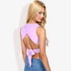 Anna-Kaci Women's High Neck Open Back Ribbon Tie Cropped Tank for Casual Looks - 3 of 4