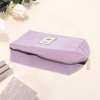 Unique Bargains Corduroy Rectangular Letter Makeup Bag Pink Purple 1 Pc - 3 of 4