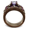 Slickblue Coffee Light Stainless Steel Ring with Amethyst CZ, Round Design, Women’s Fashion Ring, Multicolor, Sizes 5-10 - 3 of 4