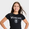 Girls' Short Sleeve Graphic 'Wednesday' Baby T-Shirt - art class™ Black - image 2 of 4