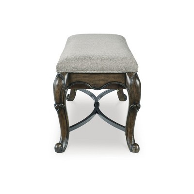 Maylee 63" Gray Upholstered Dining Bench with Drawer