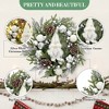 Silver and White Christmas Garland with Lights, 22 Inch Christmas Gnome Garland with 30 Lights and Balls for Fireplace Window Decoration - 3 of 4