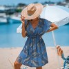 Women's Tropical Blue Surplice Cover-Up Mini Dress - Cupshe - 3 of 4