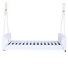 Ridstar 85.8  in. W Twin-Size Porch Patio Teak Swing Set with Hemp Rope for Garden & Backyard-White - 2 of 4