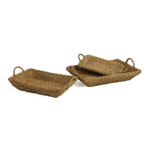 Plum & Post Seagrass Trays With Handles, Set Of 3 - 1 of 4