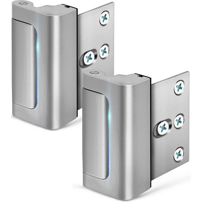 DOMETOUR 2 Pcs Home Security Door Lock, Childproof Reinforcement Lock, with 3 Inch stop, for Inward Swinging Front Door, Upgrade Flip High Night Lock