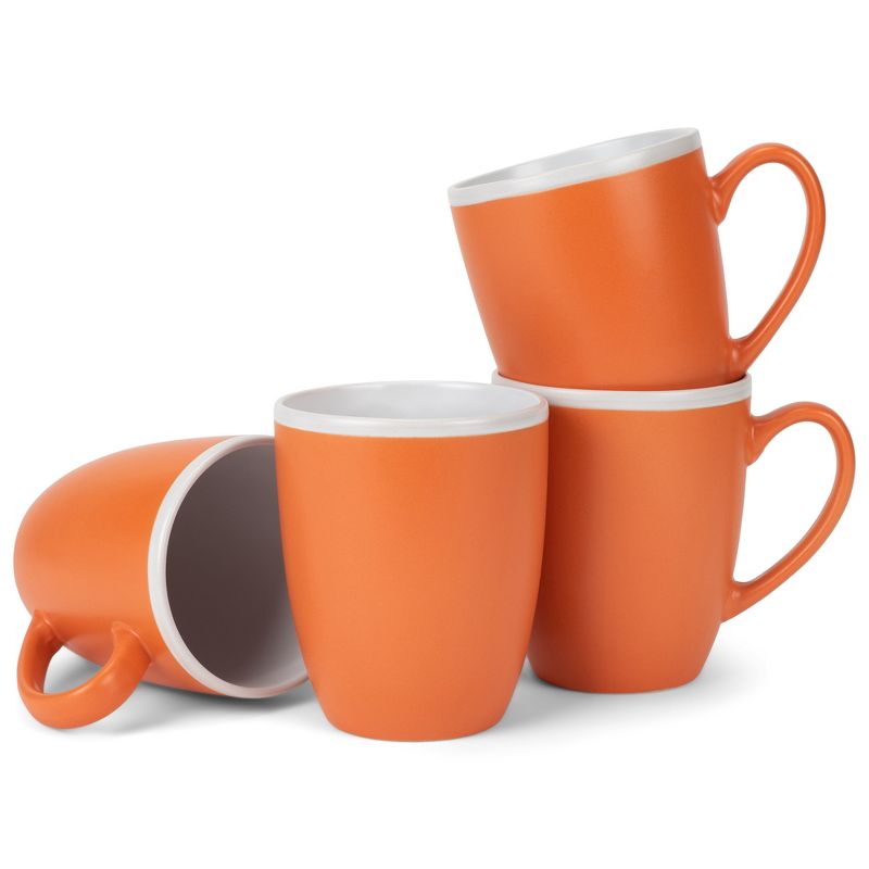 Elanze Designs Solid Color Orange White Interior 16 ounce Matte Ceramic Mugs Matching Set of 4, 1 of 6