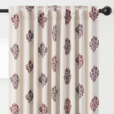 Ruby Damask Blackout Polyester Window Curtain Panels, 52" x 63"
