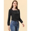 Allegra K Women's Casual Button Decor Long Sleeve Solid Square Neck Blouse - 3 of 4