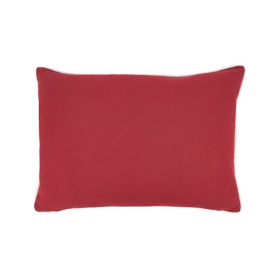 Red Rectangular Embroidered Snowflake Throw Pillow