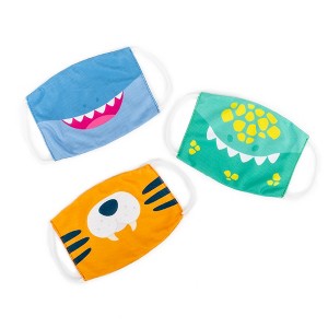 Educational Insights Kids’ Face Masks 3-Pack Dinosaur, Tiger, Shark Set - 1 of 4