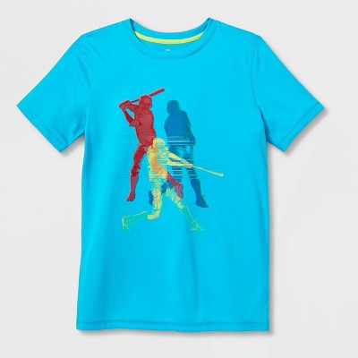 Boys' Short Sleeve Baseball Graphic T-Shirt - All in Motion™ Turquoise Blue