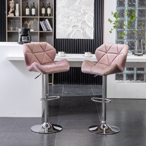 Velvet Diamond Tufted Swivel Adjustable Barstools, Set of 2 with Mid-Back and Footrest - 1 of 4