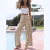Clearlove Women's Linen Summer Palazzo Pants Flowy Wide Leg Beach Pants with Pockets - 4 of 4